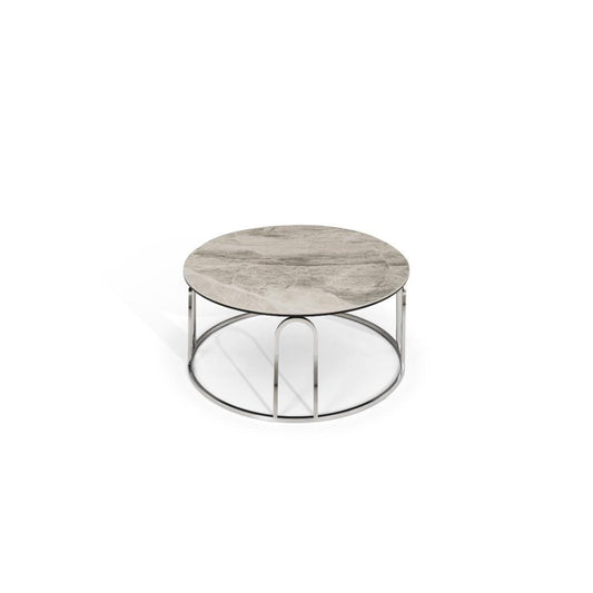 Moonwalk Coffee Table in Grey Ceramic and Stainless Steel