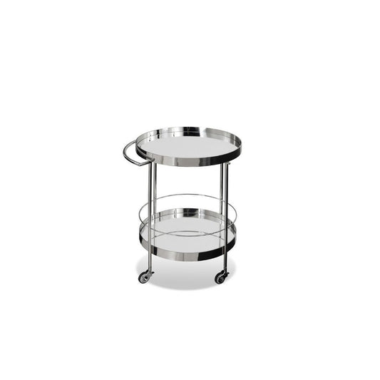 Moonwalk Wine Cart in Silver Mirror and Stainless Steel