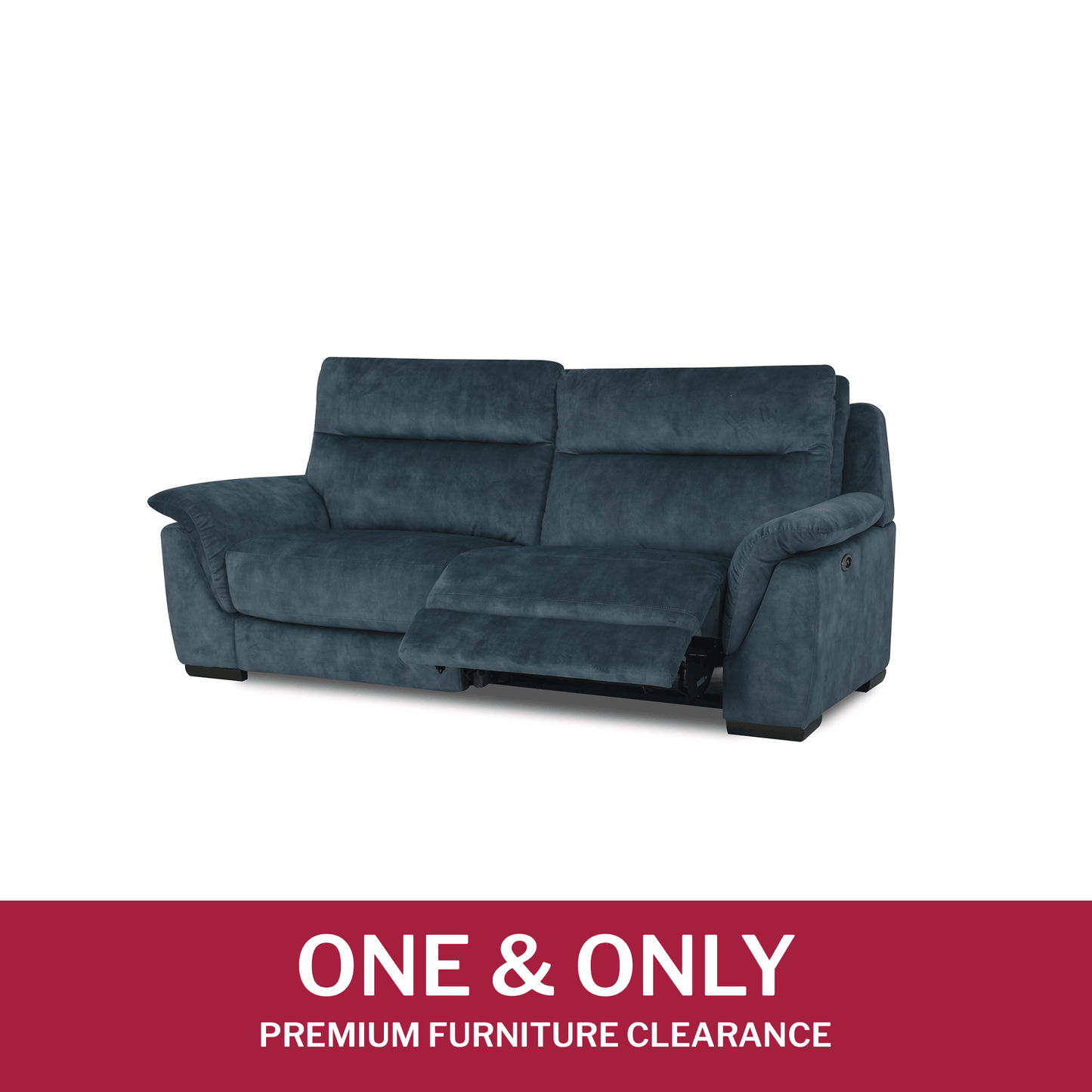 Online Special: Dark Blue 2.5 Seater Recliner Fabric Sofa, W230cm