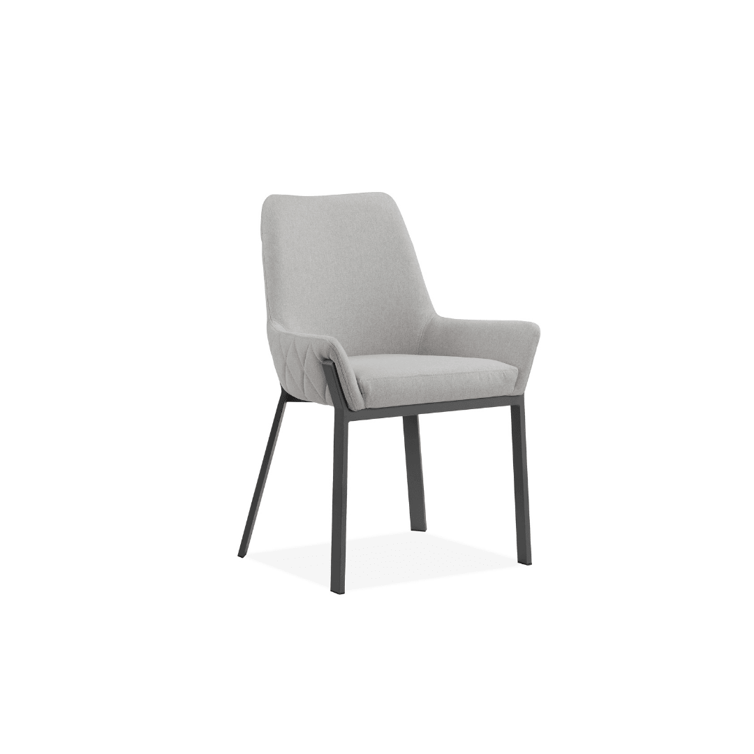 Pearl Dining Chair in Quilted Light Grey Fabric