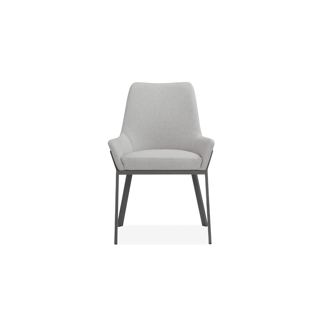 Pearl Dining Chair in Quilted Light Grey Fabric