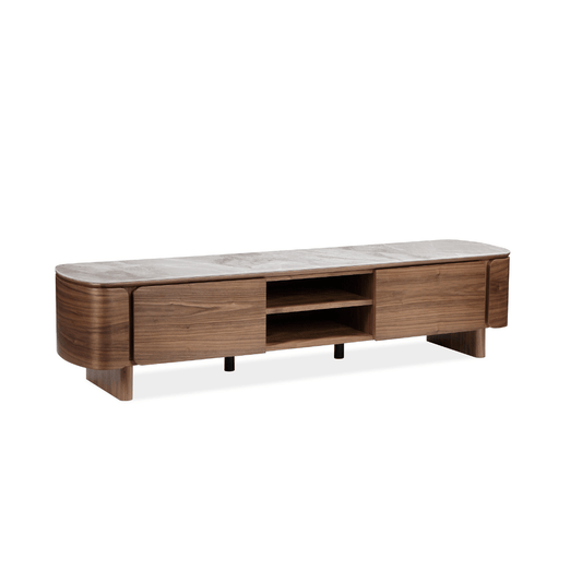 Dublin Grey Ceramic and Walnut TV Console (180cm)