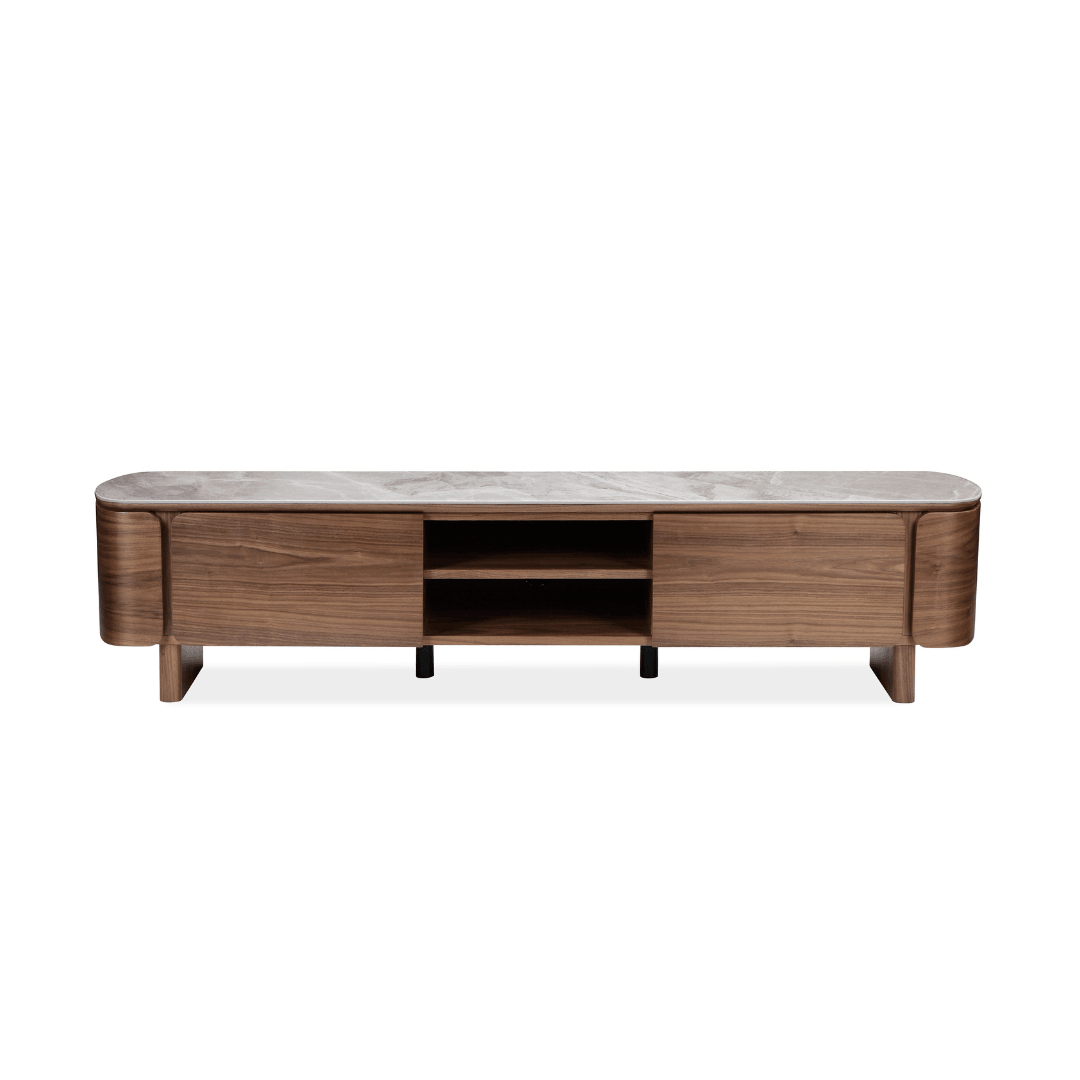 Dublin Grey Ceramic and Walnut TV Console (180cm)