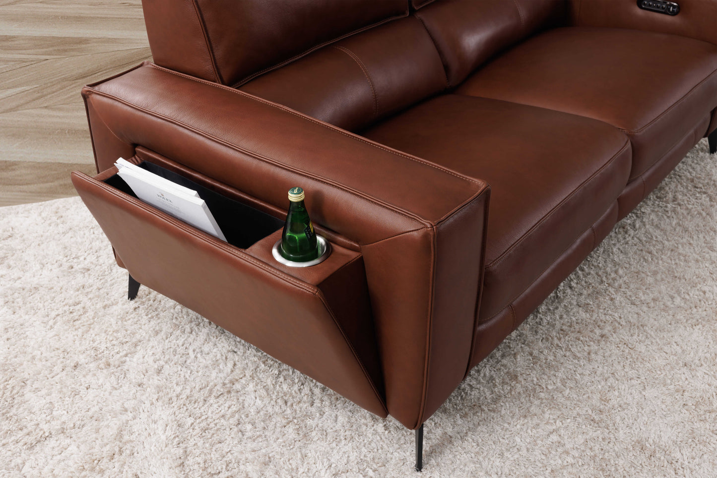 Santa 2.5 Seater Power Recliner Storage Sofa in Leather or Fabric - Custom Order