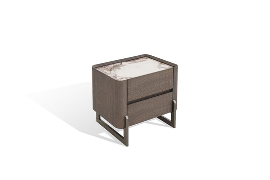 Radius Rectangular Side / Bedside Table (60cm) in Grey Oak Veneer