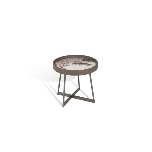 Radius Round Side Table (50cm) in Grey Oak Veneer