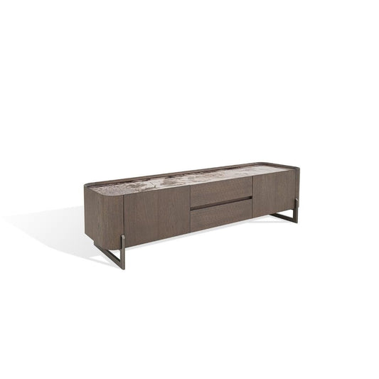 Radius TV Console Unit (200cm) in Grey Oak Veneer