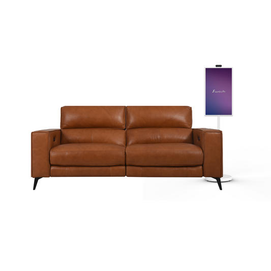 SwoshBuD Special: Santa Recliner Tan Brown Sofa, 2.5 Seater + SwoshBuD – 32” Interactive TouchScreen Display