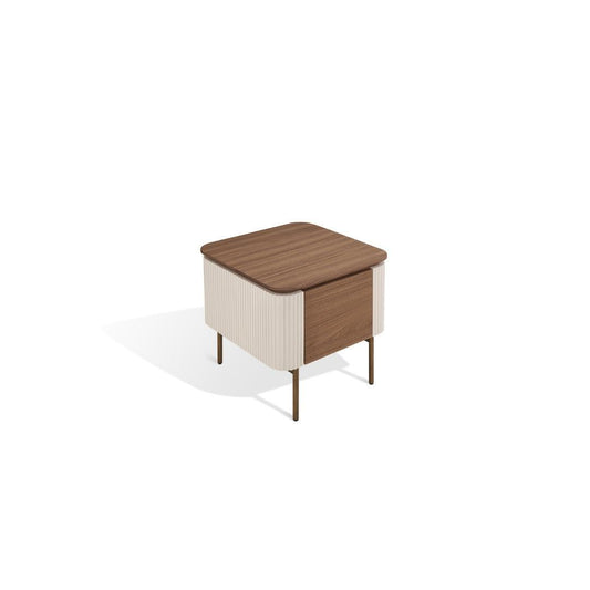 Verona Side Table (55cm) in Walnut & Copper Finish