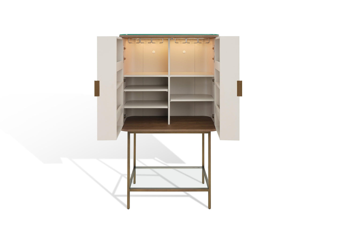 Verona Bar Console in Walnut & Copper Finish