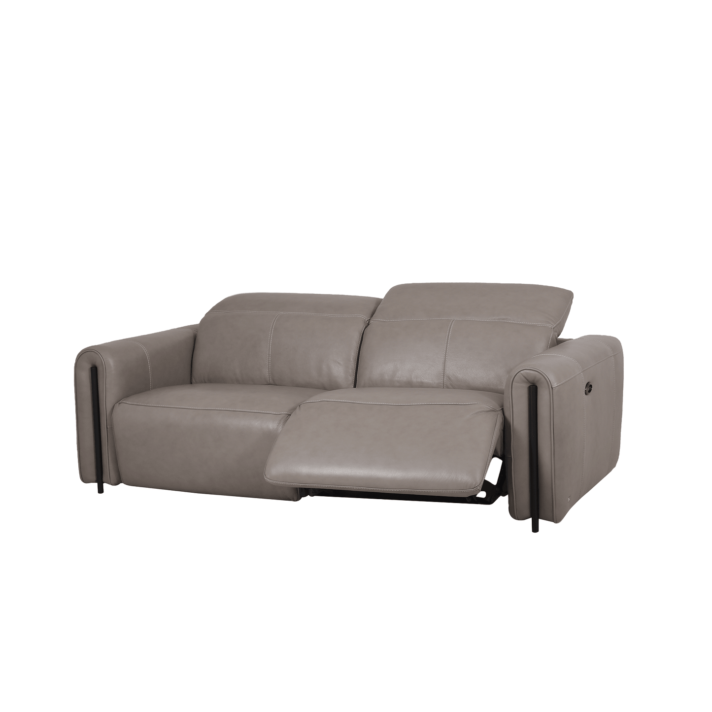 Calm 2.5 seater sofa with 2 recliners in Taupe Signature Leather, 214cm - HomesToLife