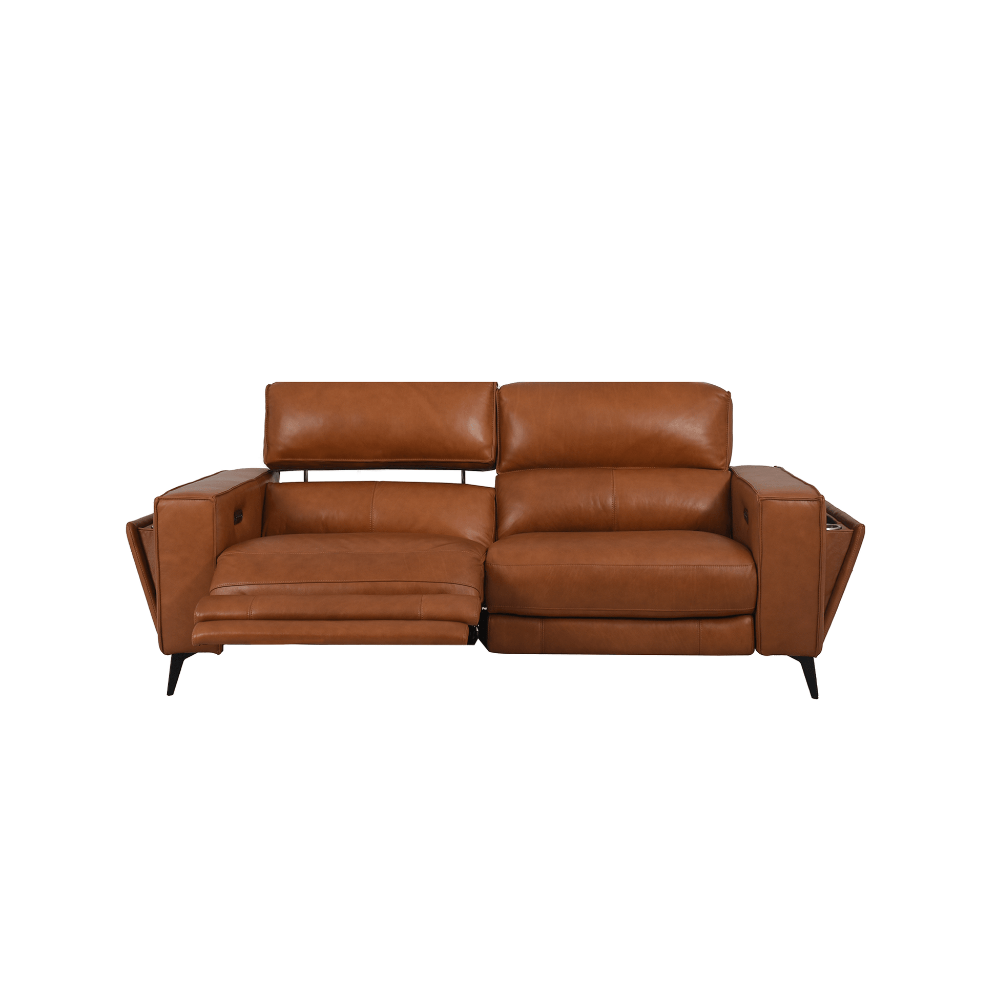 Santa Double Power Recliner Storage Sofa, Vintage Brown Leather - HomesToLife