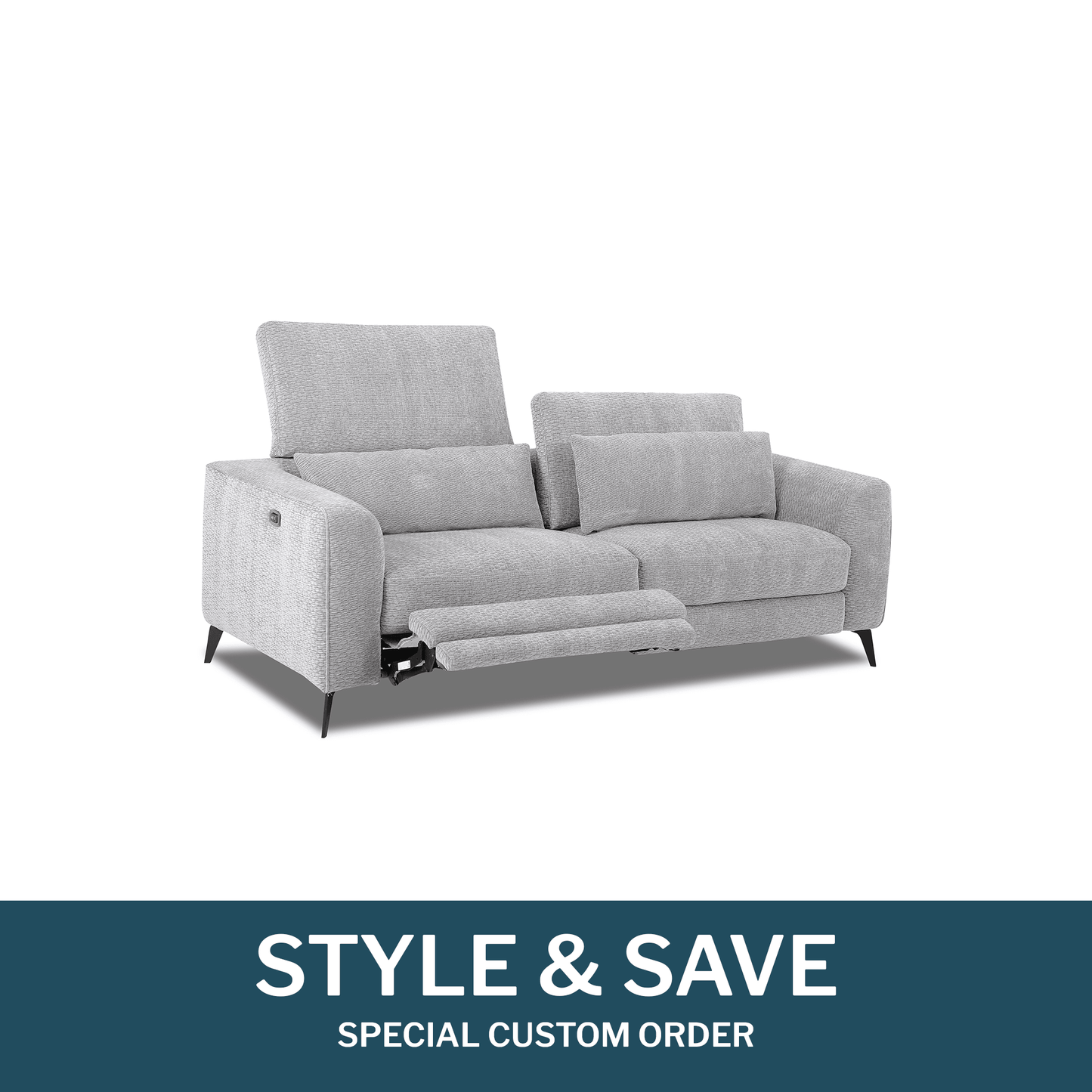 Style & Save - Louis 2.5 Seater Powered Footrest Sofa in Fabric or Leather