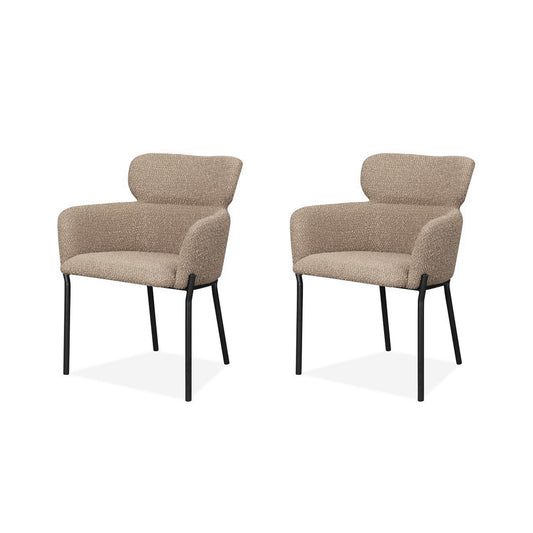 2 Dakota Dining Chair in Light Brown Fabric