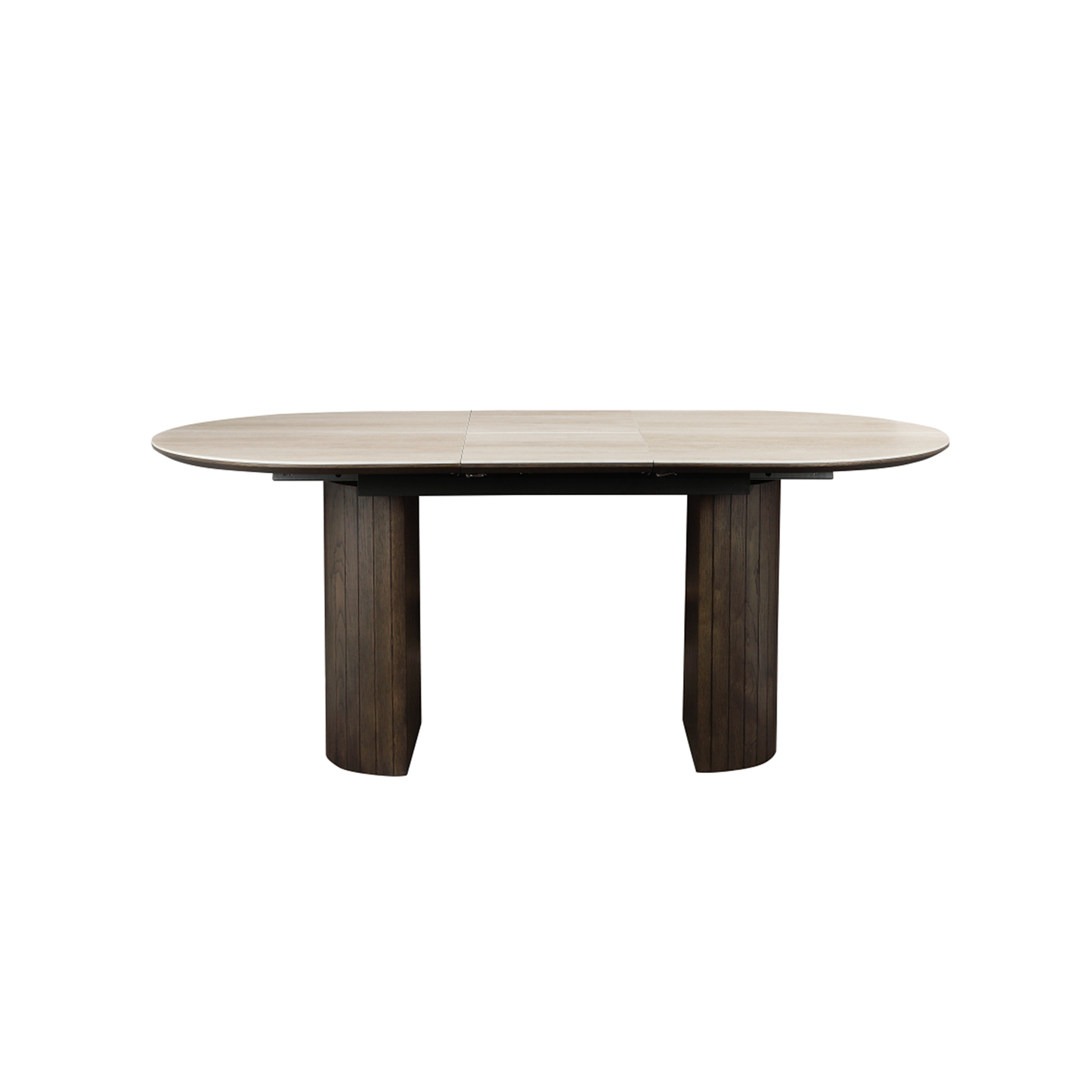 Dakota Extendable Dining Table in White Ceramic and Wild Oak Veneer