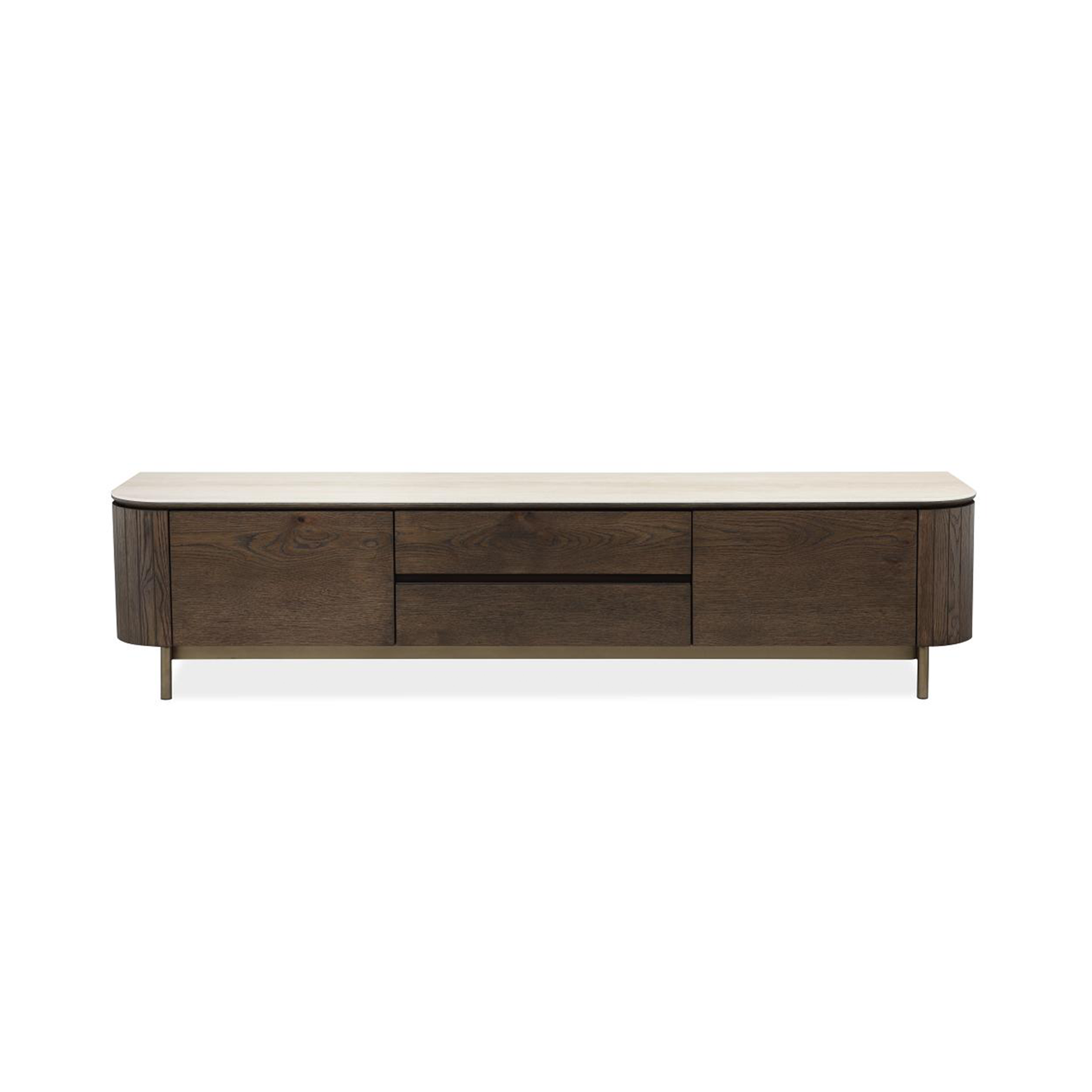 Dakota TV Console (200cm) in Ceramic Top and Wild Oak Veneer