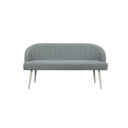 Riffa Dining Bench (150cm) in Blue Fabric and Metal Legs