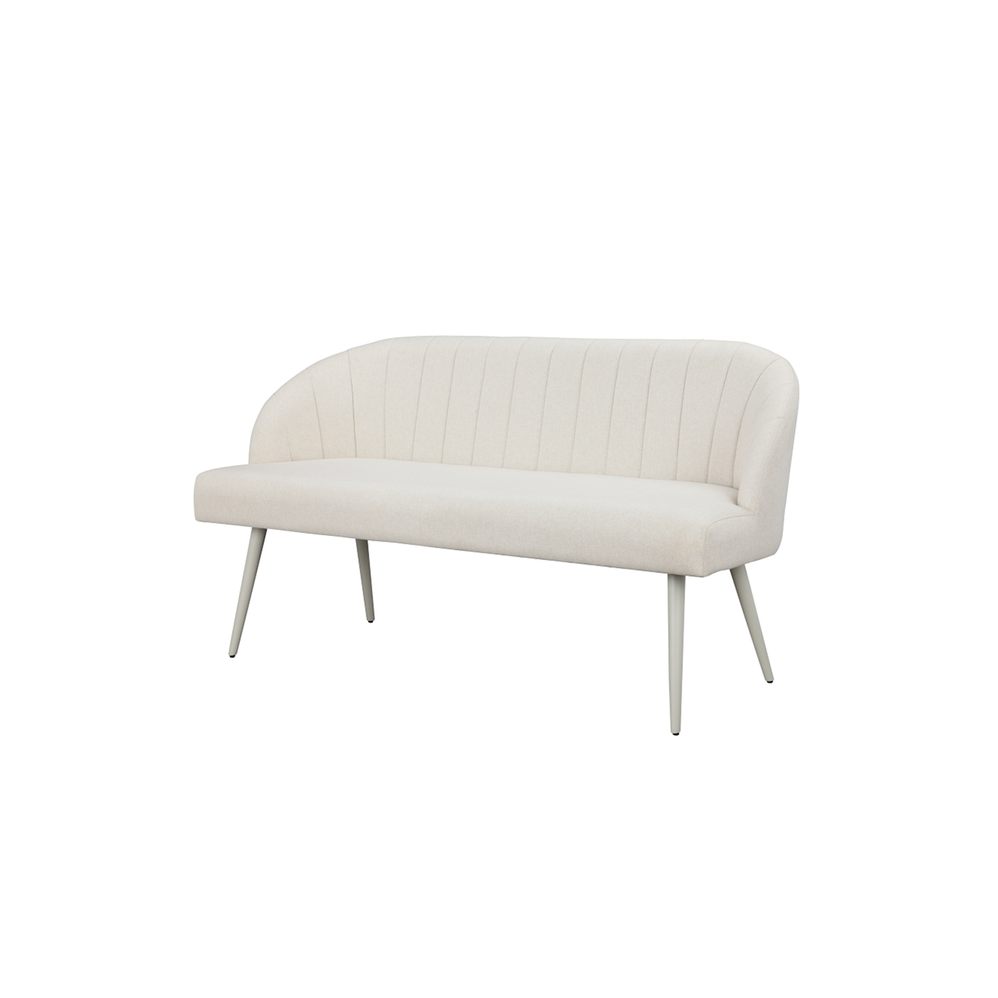 Riffa Dining Bench (150cm) in White Fabric and Metal Legs