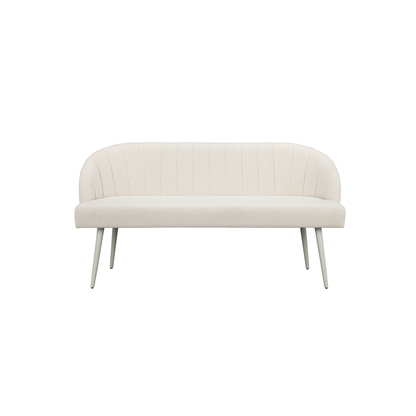 Riffa Dining Bench (150cm) in White Fabric and Metal Legs