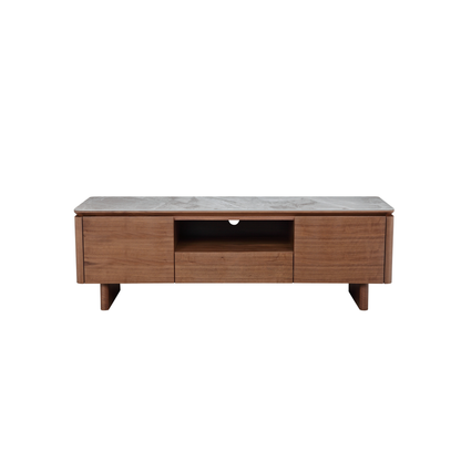 Dublin TV Console in Grey Ceramic and Walnut Veneer (160cm)