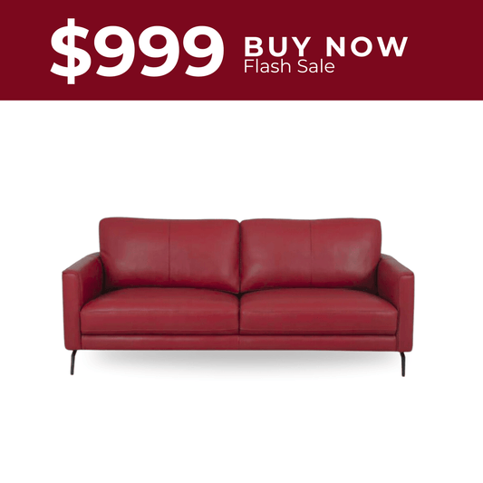 FLASH SALE: Smith 2.5 seater sofa in Red Leather