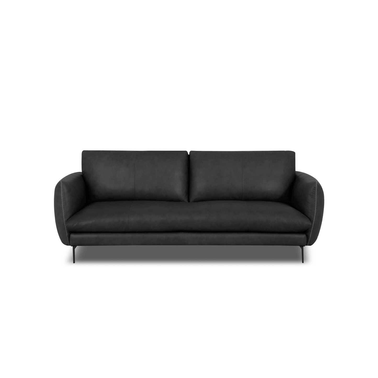 Online Special: Boho 2.5 Seater in Black Leather Sofa, W214cm x L97cm