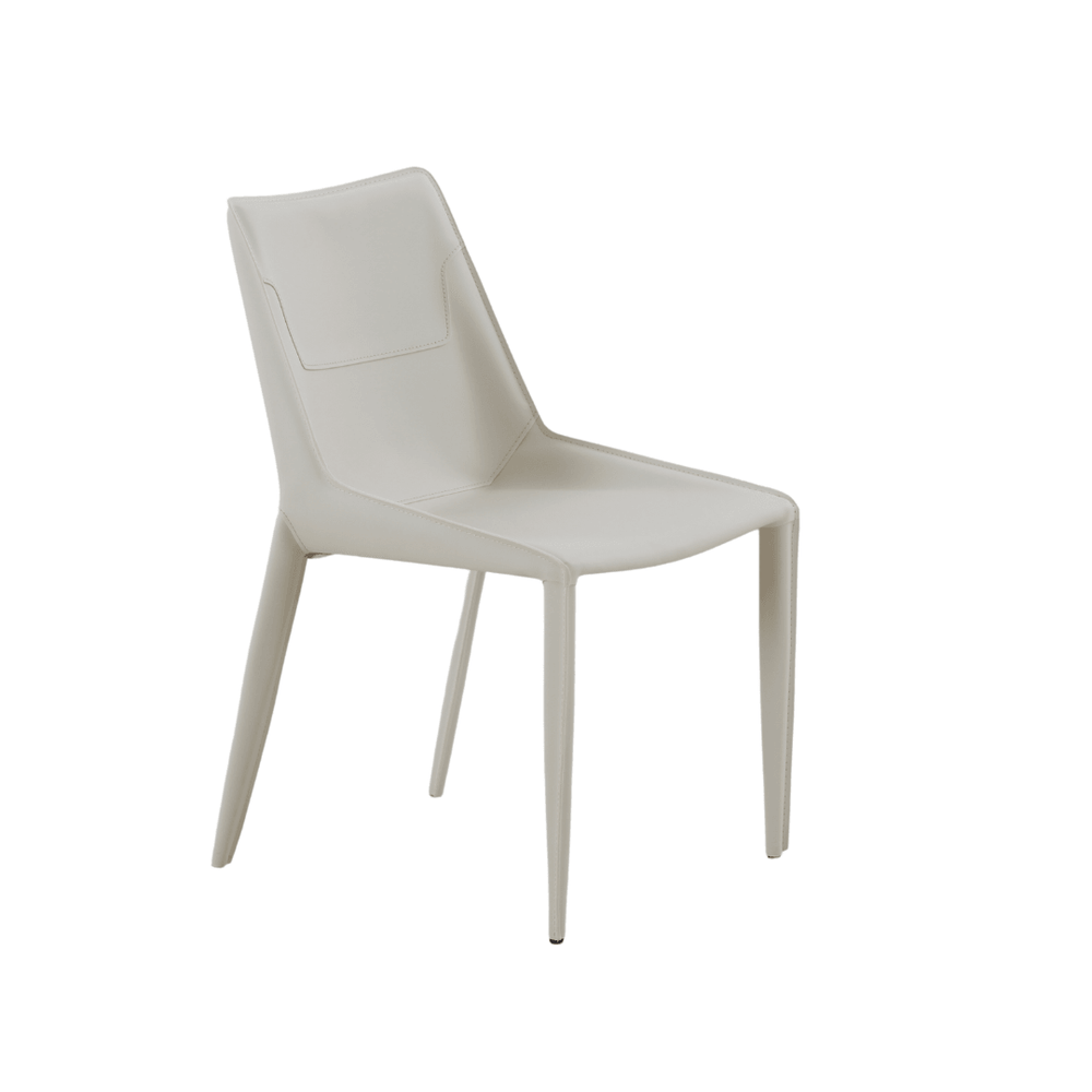 Elliot Dining Chairs in Beige Leather - Minimalist Charm and Durability