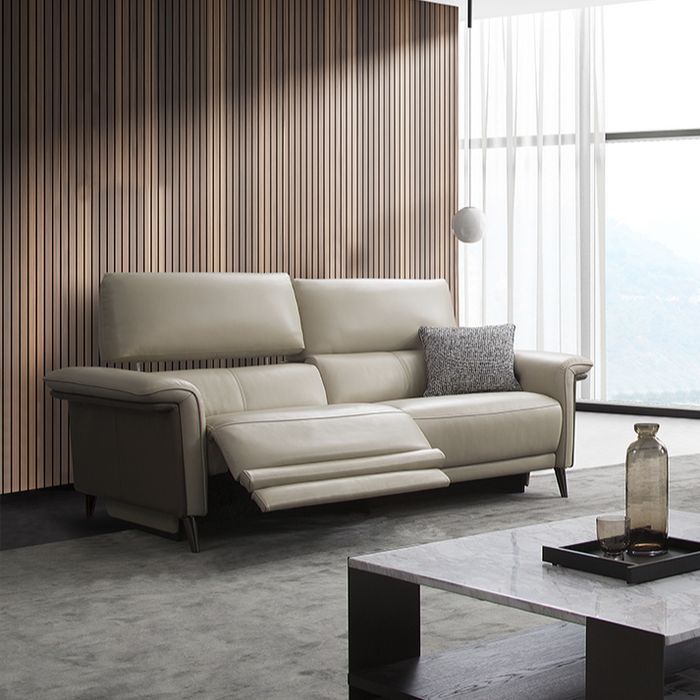 Ready Stock Jay Recliner Sofa in Bluebell White Leather 2.5