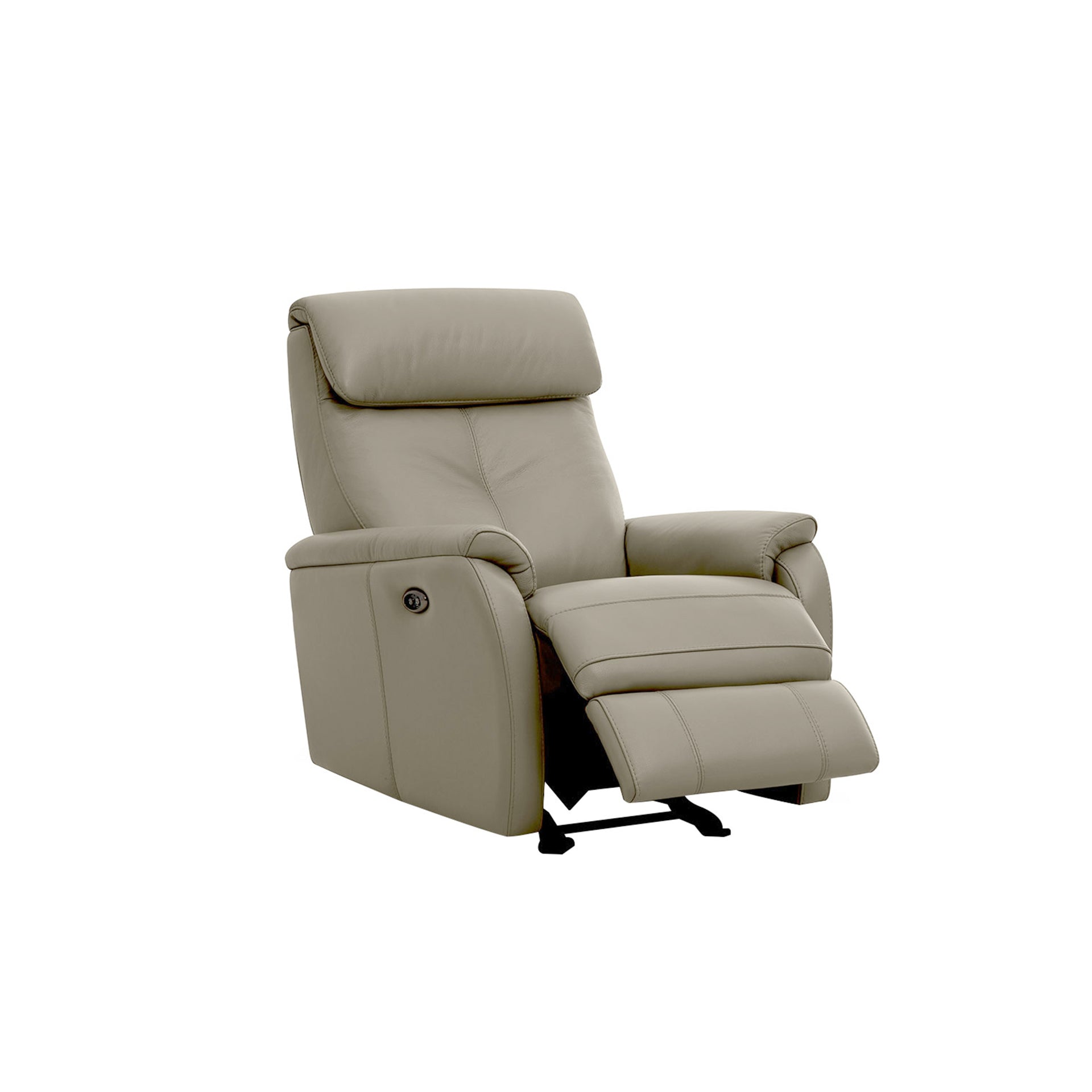 Charleston Recliner and Rocker Leather Armchair in Brown Grey