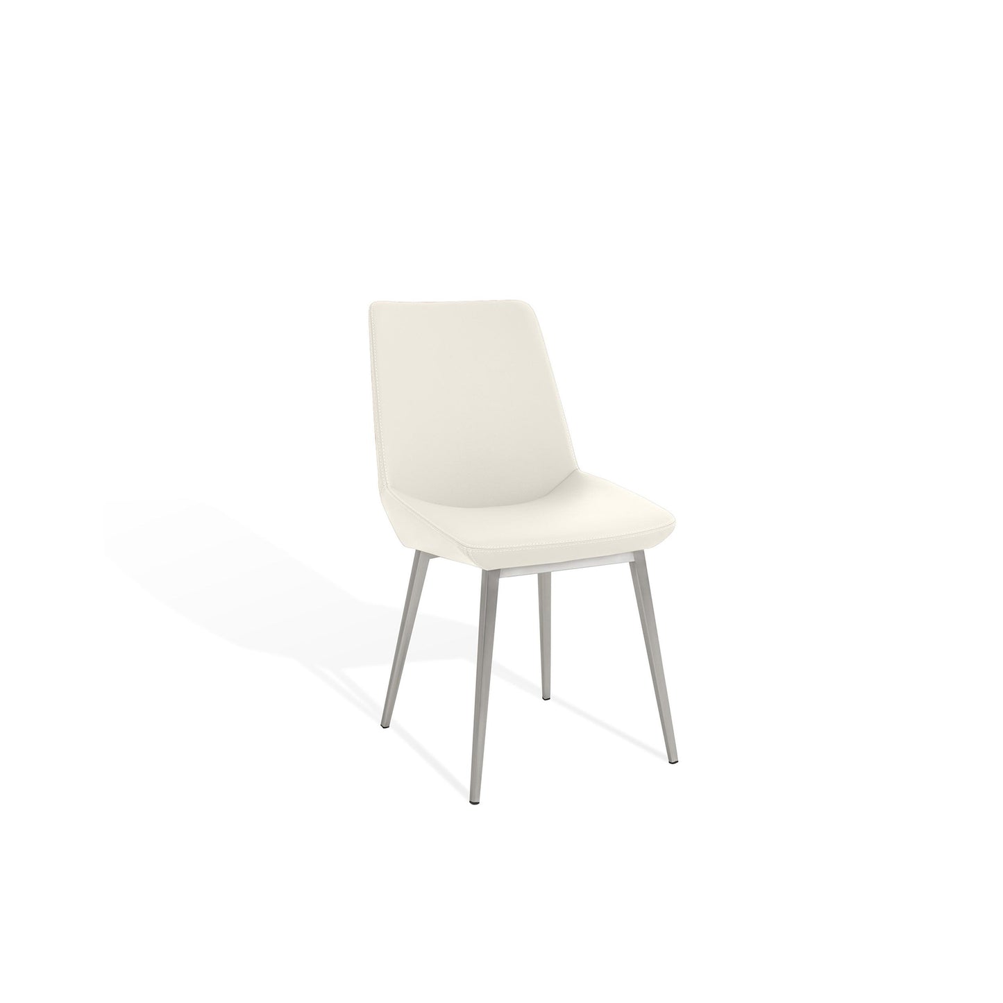 Moonwalk Dining Chair in White PU Leather and Stainless Steel