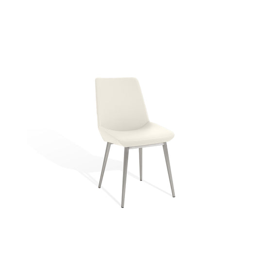 Moonwalk Dining Chair in White PU Leather and Stainless Steel
