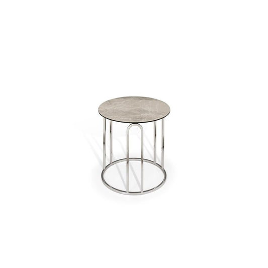 Moonwalk Side Table - Ceramic & Stainless Steel Finish