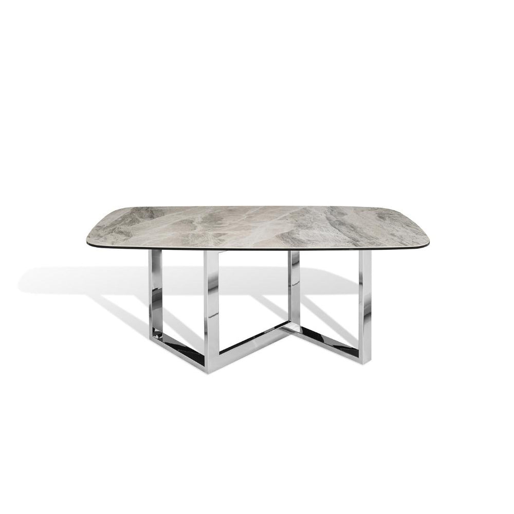 Moonwalk Dining Table - Ceramic & Stainless Steel Finish