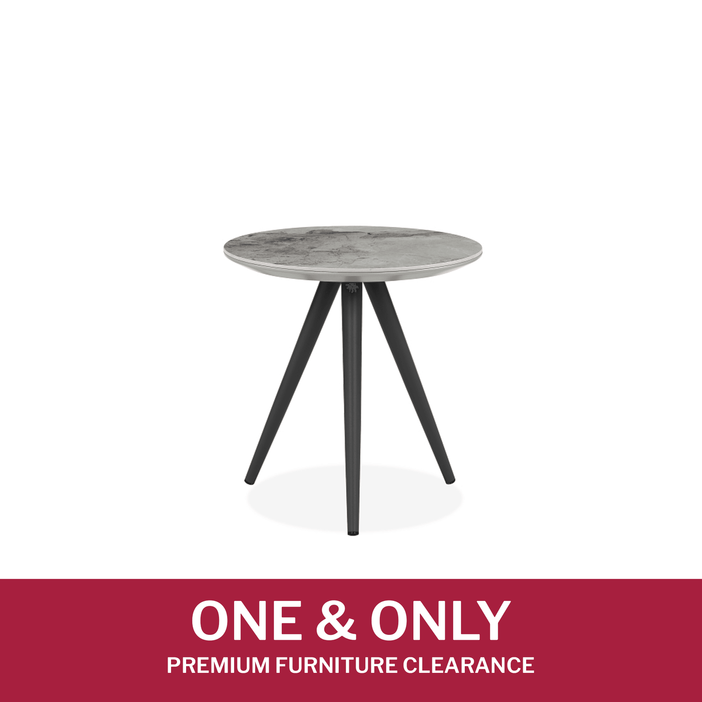 Online Special: Pearl Side table in Grey ceramic and Black metal legs