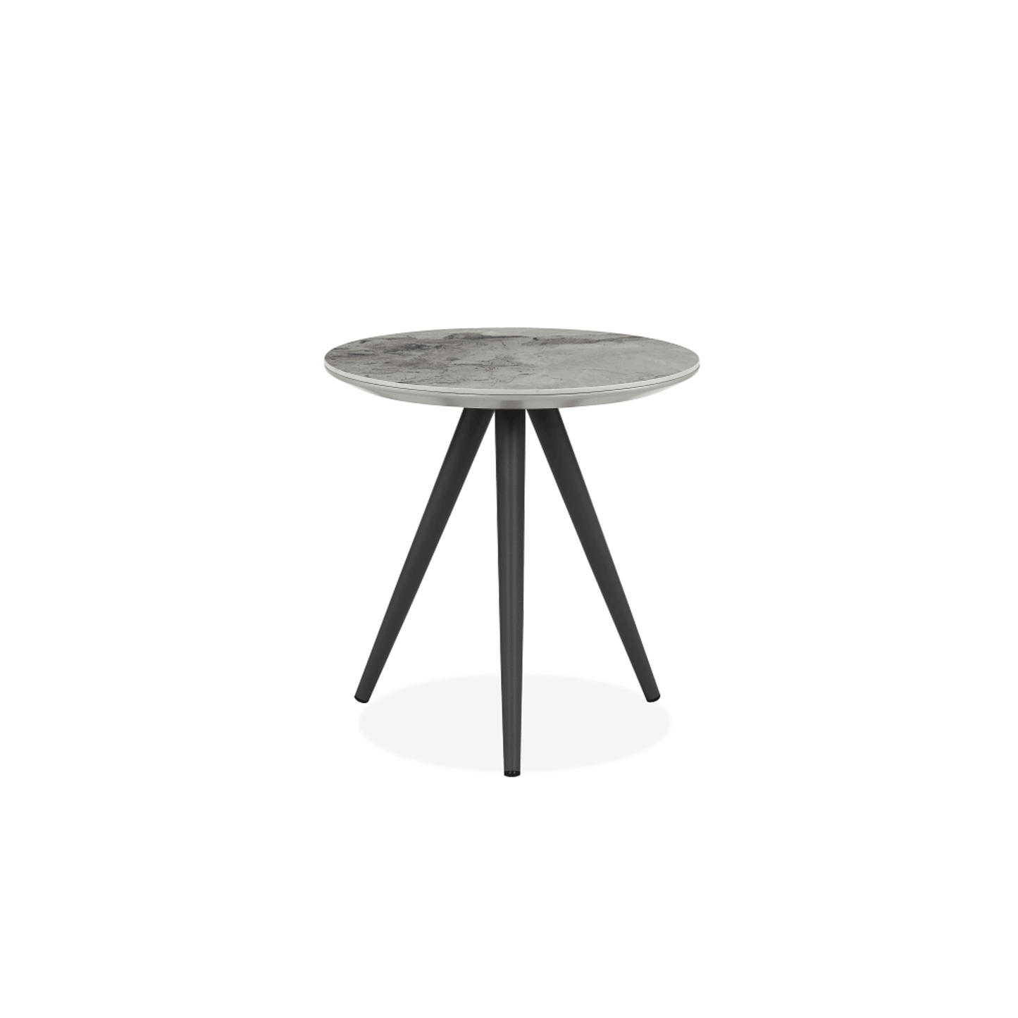 Online Special: Pearl Side table in Grey ceramic and Black metal legs