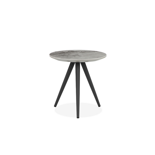 NDP24: Pearl Side table in Grey ceramic and Black metal legs