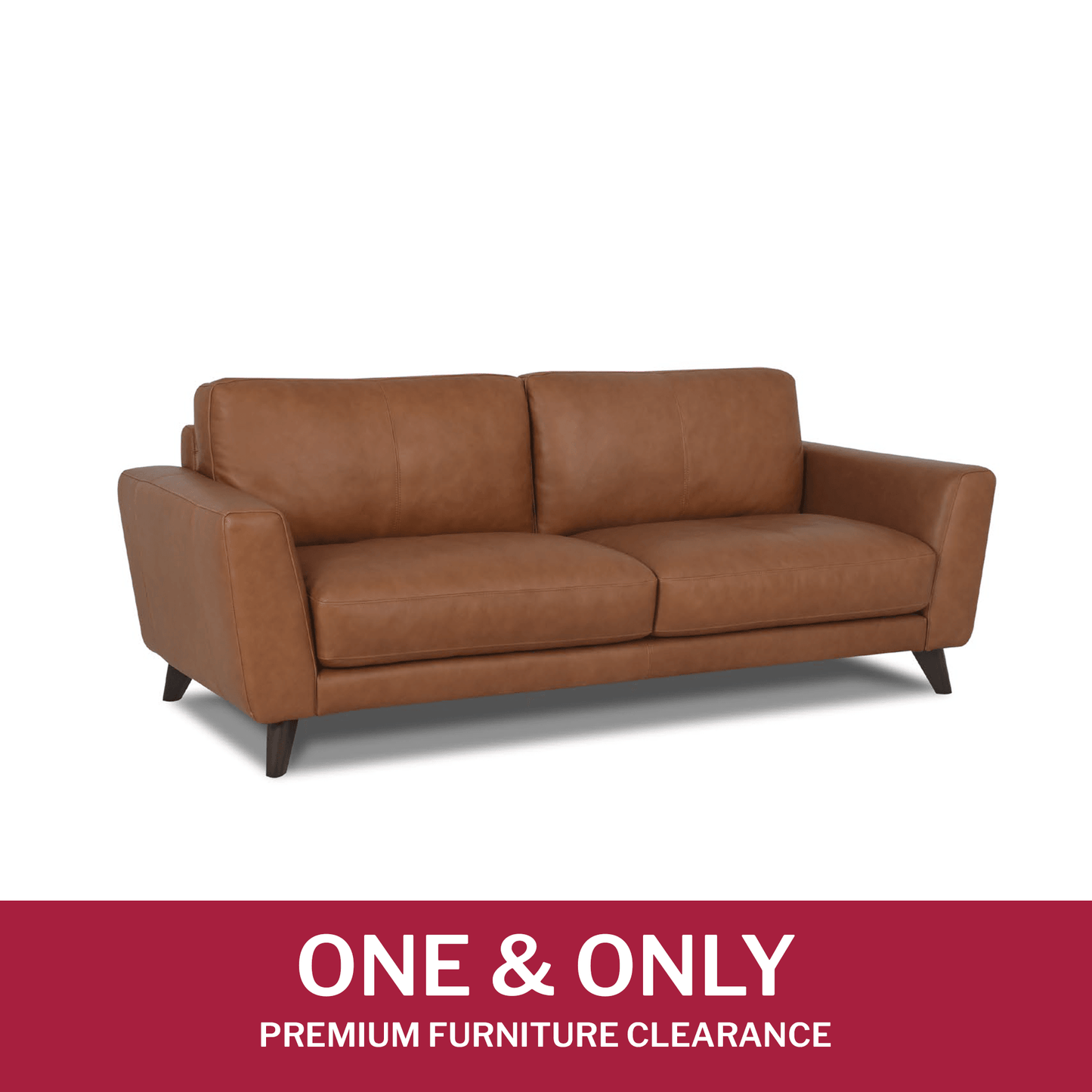 Online Special: Brown 2.5 Seater Leather Sofa, W228cm