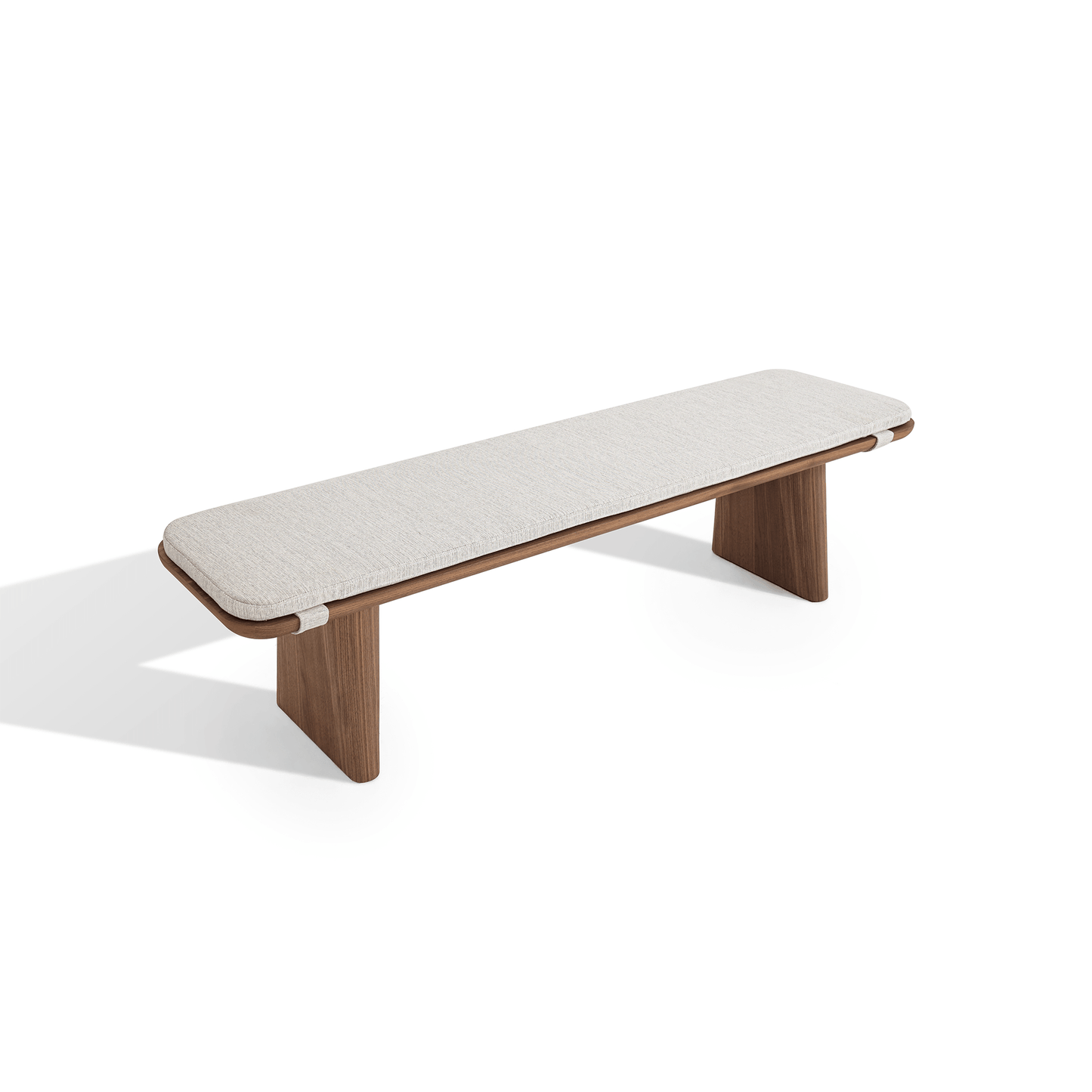 Nico Bench (180cm) in Fabric and Walnut Veneer