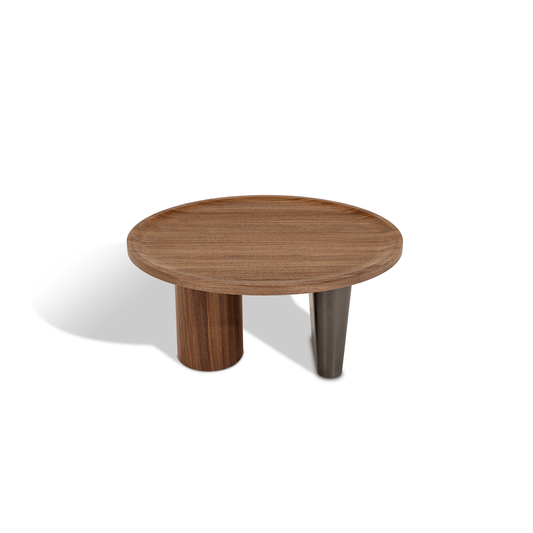 Nico Round Coffee Table (80cm) in Walnut Veneer