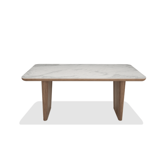 Nico Ceramic Dining Table with Walnut Veneer Edges & Legs (160cm)