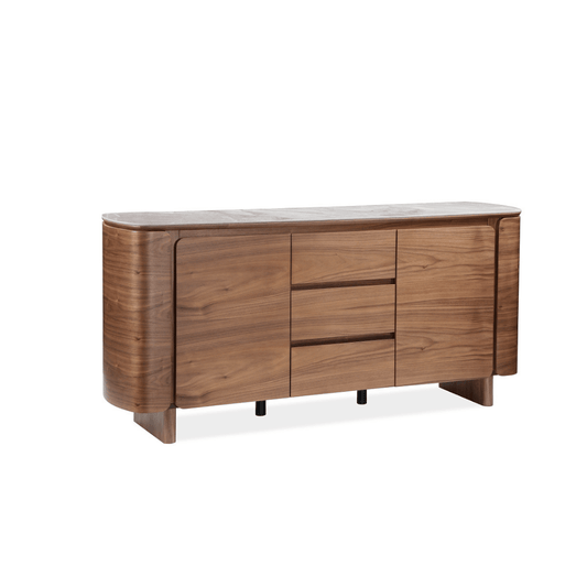 Dublin Sideboard in Grey Ceramic and Walnut Veneer