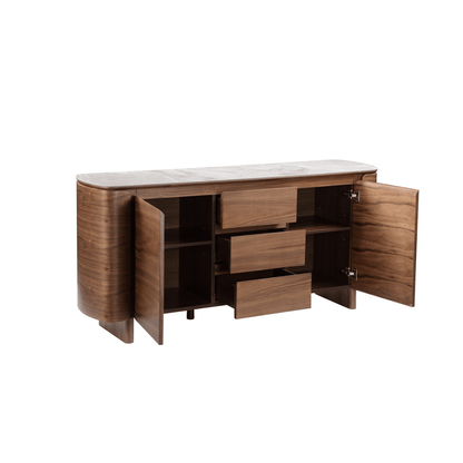 Dublin Sideboard in Grey Ceramic and Walnut Veneer