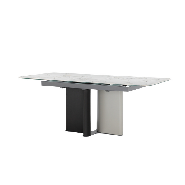 Pearl Extendable Dining Table in Grey White Ceramic