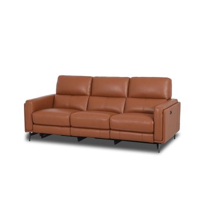 Online Special: Brown Leather 3 Seater Recliner Sofa, W207cm x L99cm