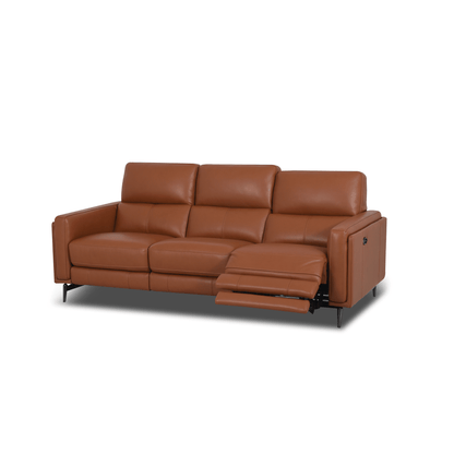 Online Special: Brown Leather 3 Seater Recliner Sofa, W207cm x L99cm