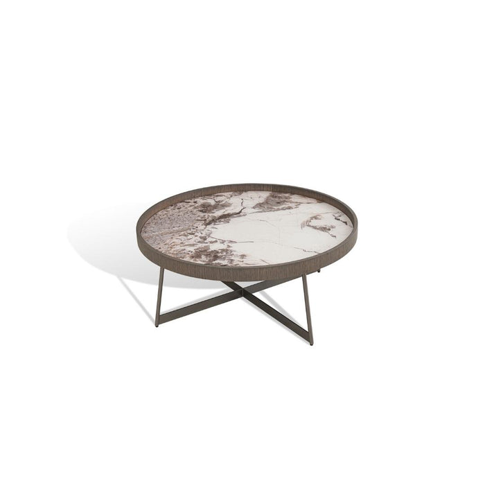 Radius Coffee Table - Glass & Grey Oak Finish