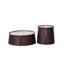 Saddle Side Table in Dark Brown Saddle Leather and Grey Ceramic