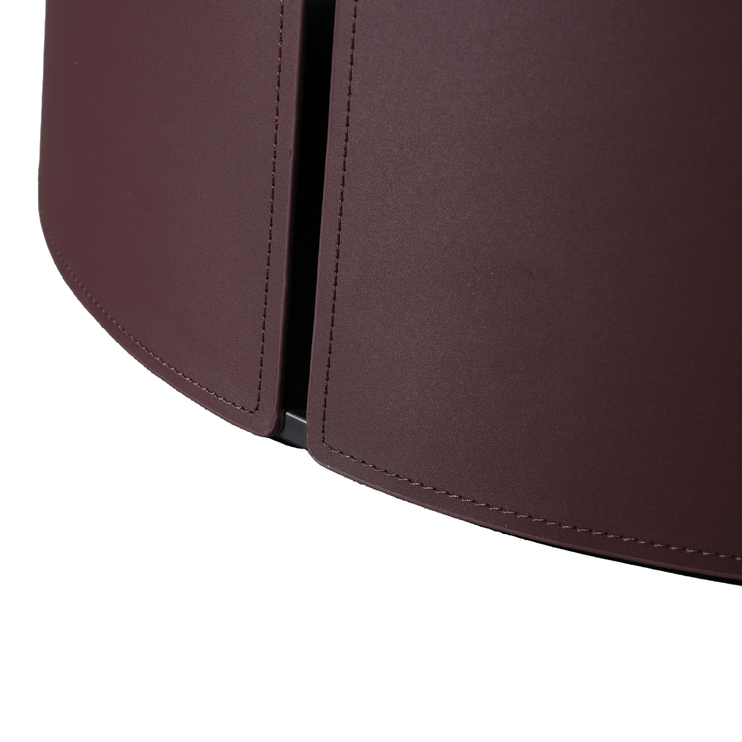 Saddle Side Table in Dark Brown Saddle Leather and Grey Ceramic