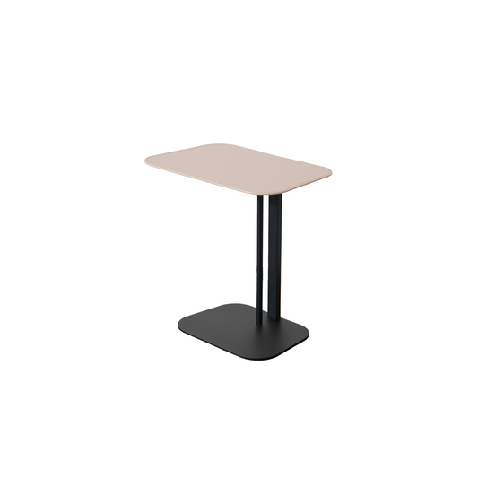 Saddle Side Table in Cream Saddle Leather and Black Metal