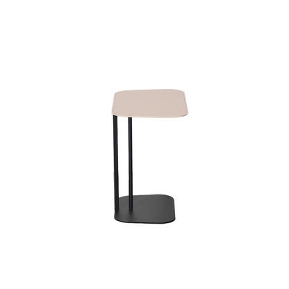 Saddle Side Table in Cream Saddle Leather and Black Metal